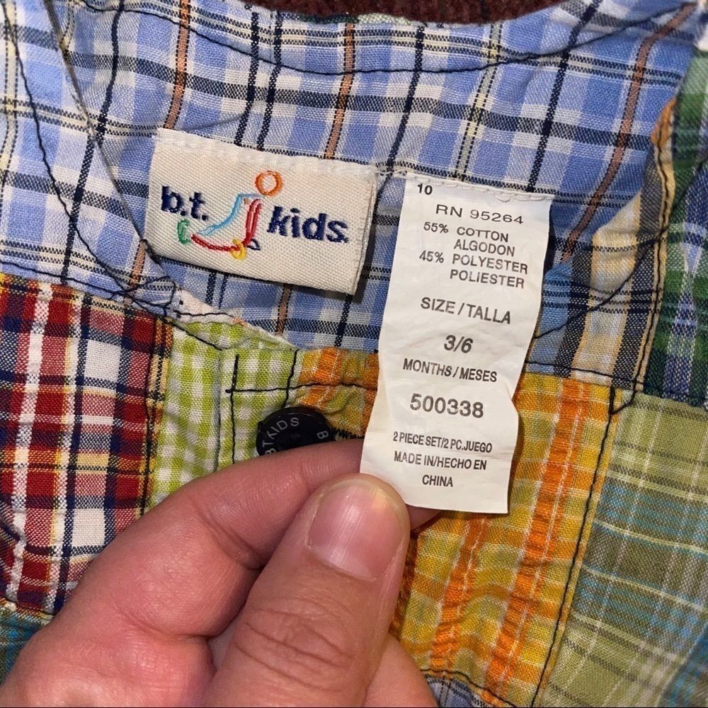 ‎4/$25 B.T. Kids Patchwork Romper - Picture 2 of 5